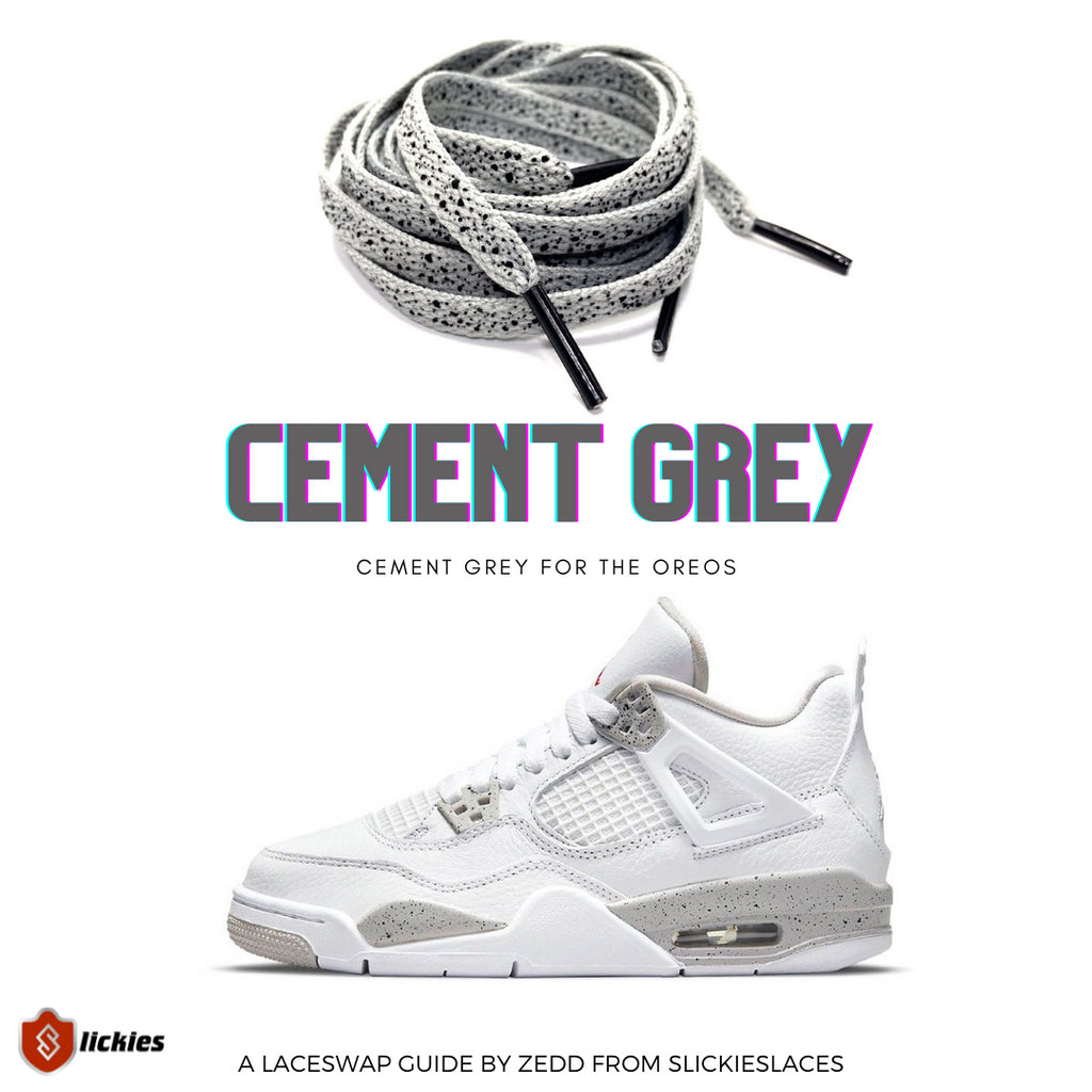 Where to buy cement laces for Nike Air Jordan 4 White Oreo?